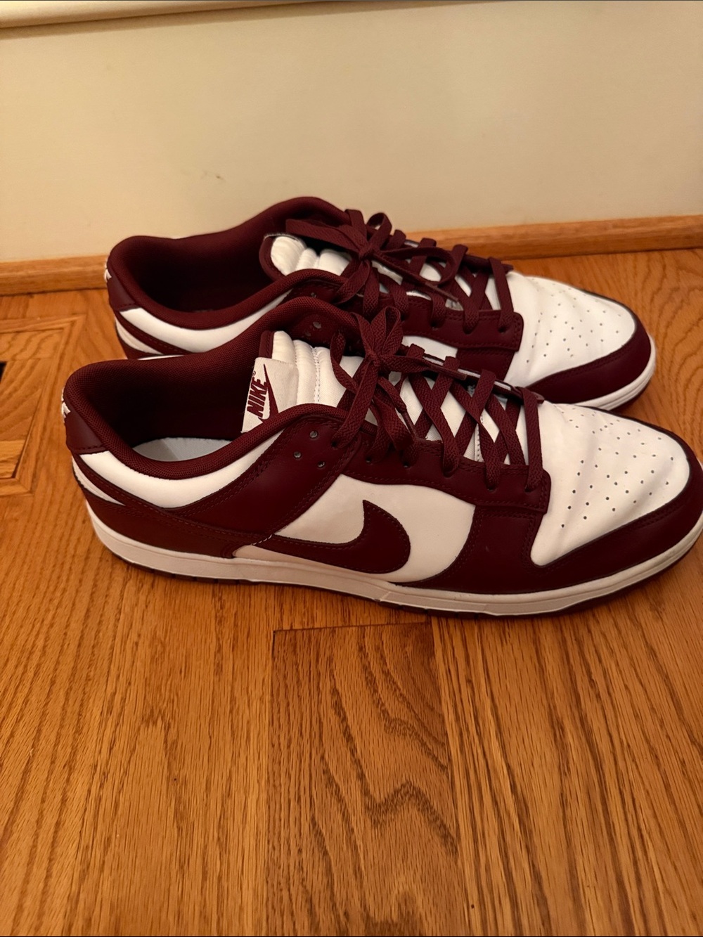 Nike Dunk Low 'Team Red' Burgundy White Sneakers‎ Sz 14